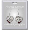Birthstone Heart & Cross Earrings (January/Garnet)